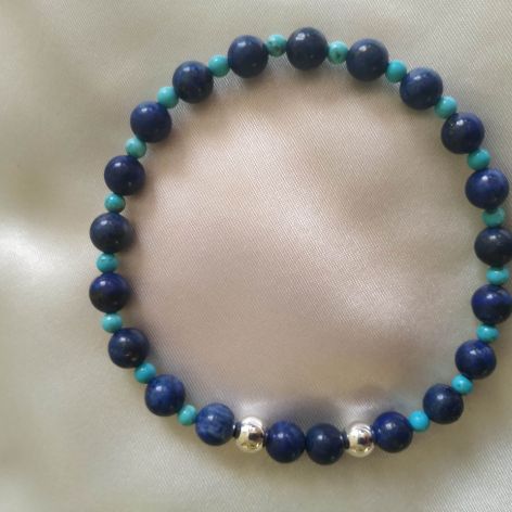 Bransoletka z naturalnego lapis lazuli,srebro