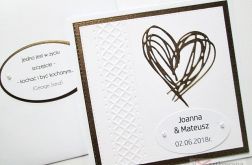 Kartka ŚLUBNA biało-brązowa