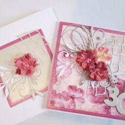 Kartka ROCZNICA ŚLUBU z różowymi kwiatami