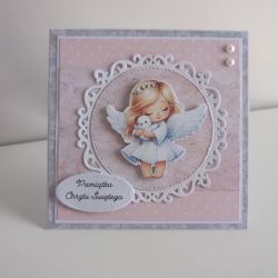 Kartka na Chrzest Święty dla dziewczynki aniołek