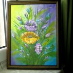 Obraz malowany akrylem -kwiaty fioletowe - obraz - kwiaty