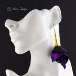 Kolczyki Silk duże fioletowe - Lekkie materiałowe kolczyki kwiaty