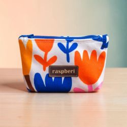 Etui na klucze z jasnego weluru minimalistyczne kwiaty | Handmade II