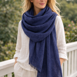 SZAL LNIANY szalik damski granatowy Feltmondo