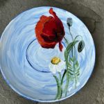 Ręcznie malowana porcelanowa filiżanka ze spodkiem Łąka i chmury - 