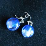 Murano, niebiesko białe, kobaltowe szkło weneckie, kolczyki, srebro - 