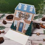 Kartka świąteczna - domek - Kartka stojąca