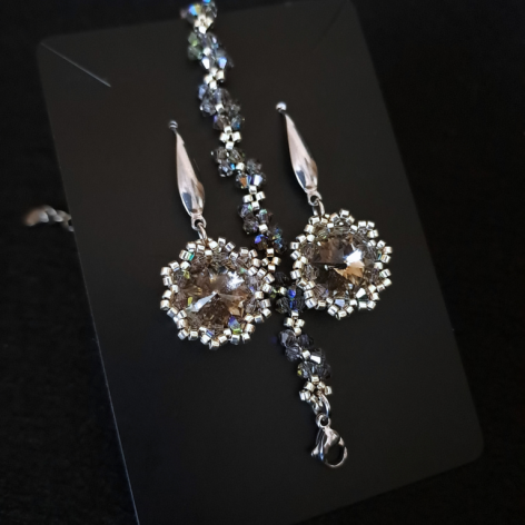 Kolczyki i Bransoletka "Black Diamond"