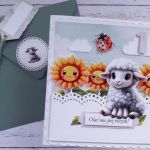 [Zamówiona] Kartka na roczek dla chłopczyka z uroczą owieczką - Kartka z kopertą i etykietką