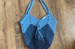 Niebieska torba na ramię tulipan handmade