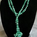 Zielone perły słodkowodne, naszyjnik, długi sznur pereł - 