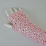 Rękawiczki, mitenki handmade różowe - 