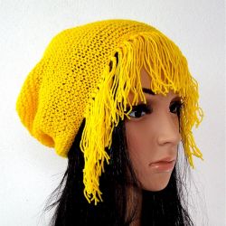 czapka z grzywką;) żółta