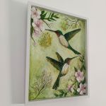 Kolibry wśród kwiatów - obraz strukturalny 3D - obraz strukturalny