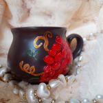 Winogrona. Ręcznie malowany kamionkowy kubek do grzańca i napojów - ręcznie malowane