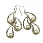 Perłowe pióra- kolczyki srebrne a425 - srebrne kolczyki z perłami