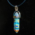 Niebieskie szkło weneckie - Millefiori, wisiorek na rzemyku - 