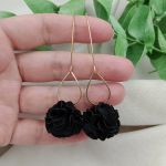 Długie czarne kolczyki kwiaty - kolczyki czarne kwiaty