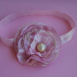 Retro opaska niemowlęca w delikatnym różu i beżu