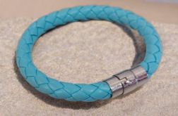 Bransoletka pleciony rzemień niebieska