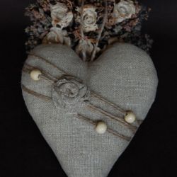 Len, sznur & drewno - zawieszka