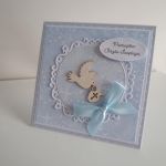 Kartka na Chrzest Święty gołabek błękitna - Kartka na Chrzest Święty gołabek błękitna