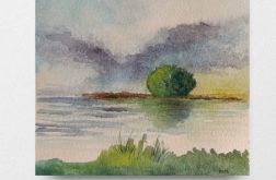 Drzewko-akwarela formatu 15/15 cm