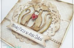 Delikatna kartka na Ślub z kotkami 1