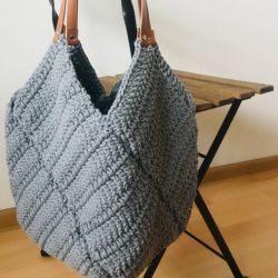 Duża torba ,szara torebka damska,siatka pleciona.. 