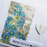 Subtelna kartka niebieskie kwiaty na ślub - Kartka ślubna handmade z personalizacją