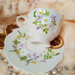 Stokrotki i niezapominajki ręcznie malowany komplet - ręcznie malowane