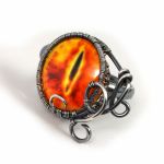 Oko saurona srebrny pierścionek regulowany - regulowany pierścionek z pomarańczowym okiem