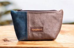 Niebiesko-brązowa welurowa kosmetyczki MIDI