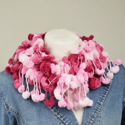 pom-pon scarf  - różowy