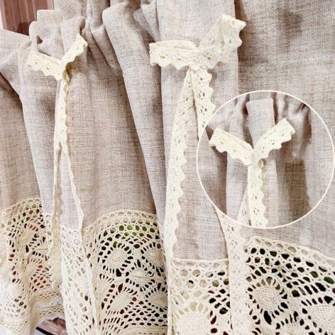 Zazdrostka boho do kuchni lambrekin z koronką kokardki SHABBY 100/45cm