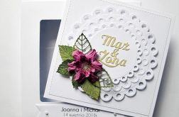 Kartka MĄŻ I ŻONA z różowym kwiatem