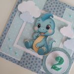 Kartka na urodziny roczek dinozaur dinuś - Kartka na urodziny roczek dinozaur dinuś