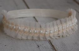 Perełki & tiul - diadem/opaska niemowlęca