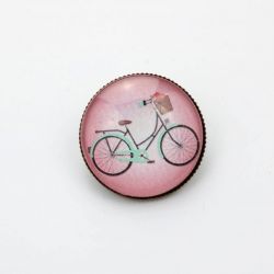 Broszka z rowerem różowym