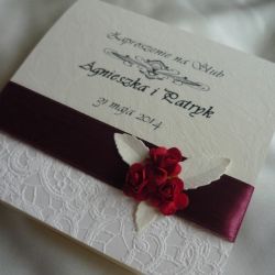 WZÓR Zaproszenia ślubne z różyczkami