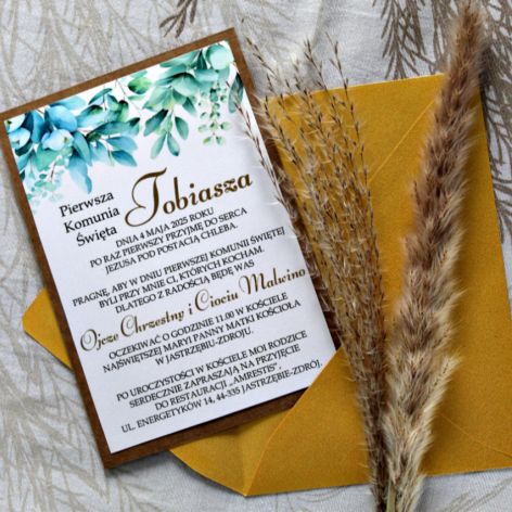 Zaproszenie Komunijne - Eukaliptus 3