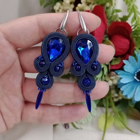 Soutache sutasz kolczyki granatowe eleganckie