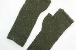 Mitenki wełniane tweed ciemno zielone