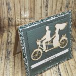 Kartka ślubna-Młoda para na rowerze - kartka slubna z Młoda Parą na rowerze
