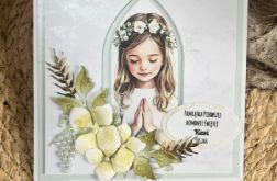 230,Kartka na komunię w pudełku dla dziewczynki z torebką