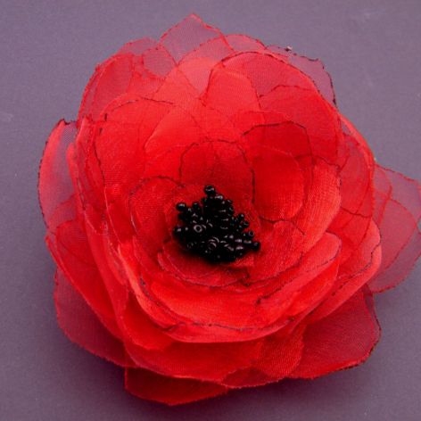 Broszka kwiat - czerwień 10 cm 