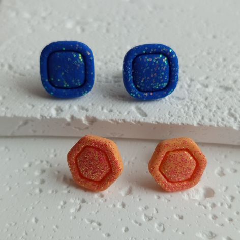 "Luna I" - kolczyki sztyfty z gliny polimerowej - zestaw 2 pary