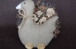 Lniana gąska na drewnianych "wrotkach"