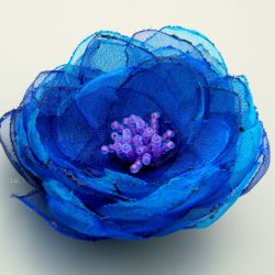 Broszka kwiat - granat i turkus 6 cm 