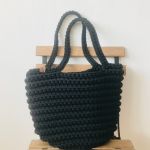 Torebka damska czarna ,na ramię, koszyk z sznurka  - 